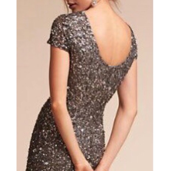 Adrianna Papell x BHLDN Lucent 0 / XS Gray Allover Sequins Maxi Gown - Picture 5 of 7